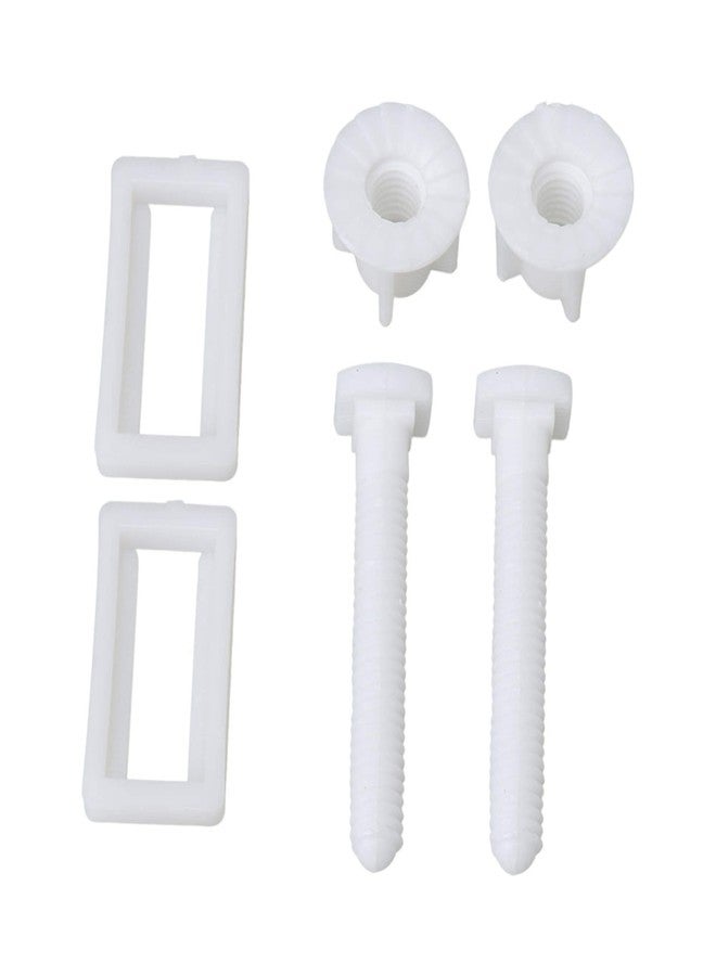 RDEXP 2 Pairs White Plastic Toilet Seat Cover Hinge Blind Hole Rectangular Bolts with Nuts Washers - Image 1