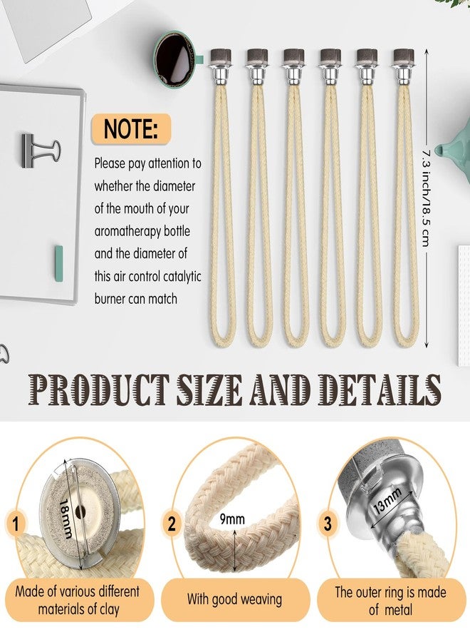Maitys 6 Pieces Catalytic Wick Replacement Oil Lamp Wick Replacement Catalytic Air Control Burner Lamps for Burner Diffuser Aromatherapy(Silver) - Image 2