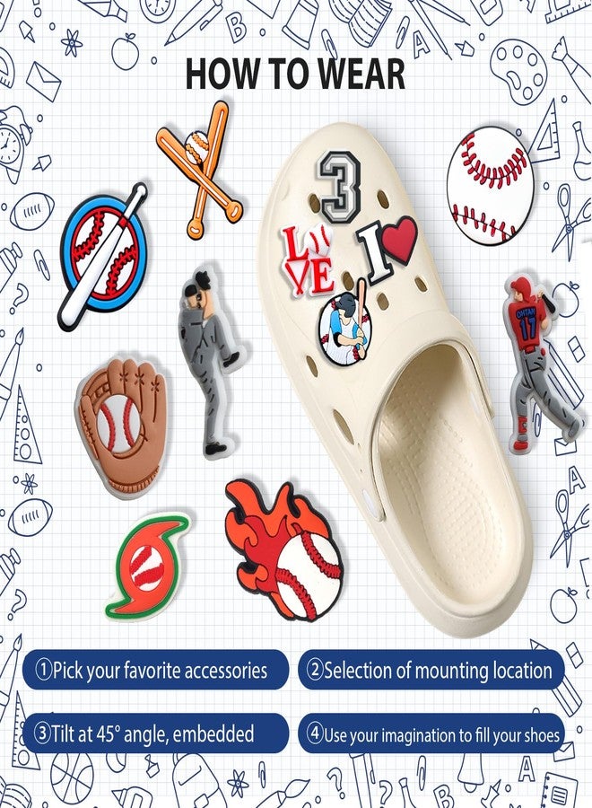 BULKITEM 25PCS Sports Baseball Shoe Charms for Clog Shoe Decoration, Baseball Shoe Charms Accessories Decorations Pack for Boy Girl Women Men Teens Adults - Image 3