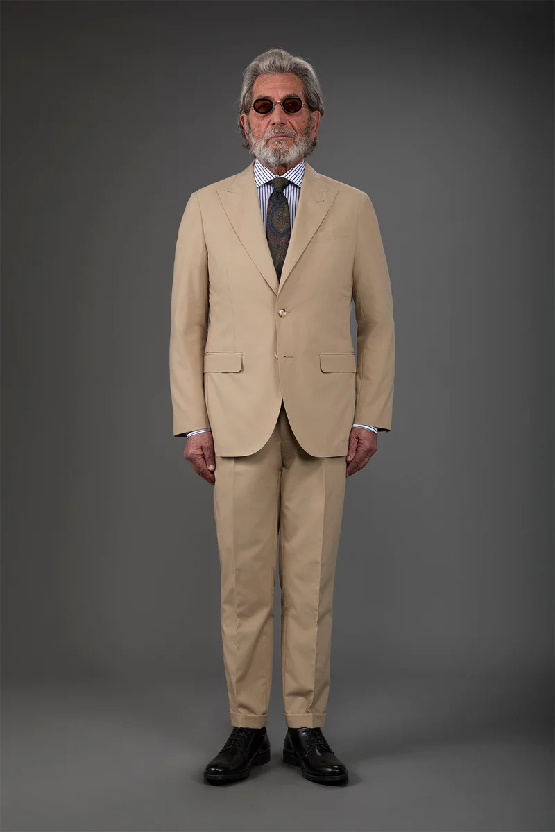 دوبل غانغر Single-breasted men's suit with single-pleat trousers - Beige