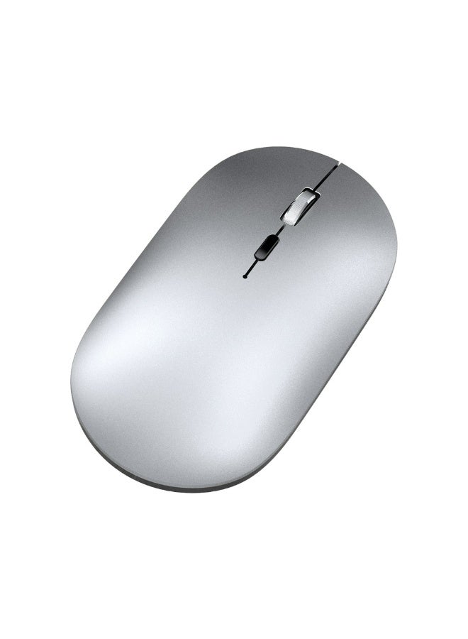 T-WOLF Silent dual-mode office mouse X2-2.4G wireless and Bluetooth 5.0 | Adjustable DPI (800/1200/1600) | Ergonomic design of aluminum alloy wheels | Type-C charging (500mAh battery) | Automatic sleep mode after 60 seconds | Compatible with laptop/PC/Mac - Silver - Image 1