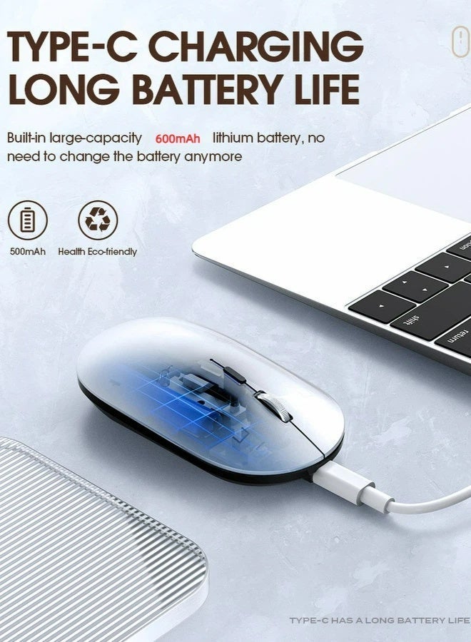 AOR Esports Office mouse, Bluetooth mouse with 2.4G wireless and Bluetooth 5.0, adjustable DPI (800/1200/1600), ergonomic design of aluminum alloy wheels, Type-C charging (600mAh battery), 60 second automatic sleep mode, suitable for laptop/PC/Mac silver mouse - Image 4
