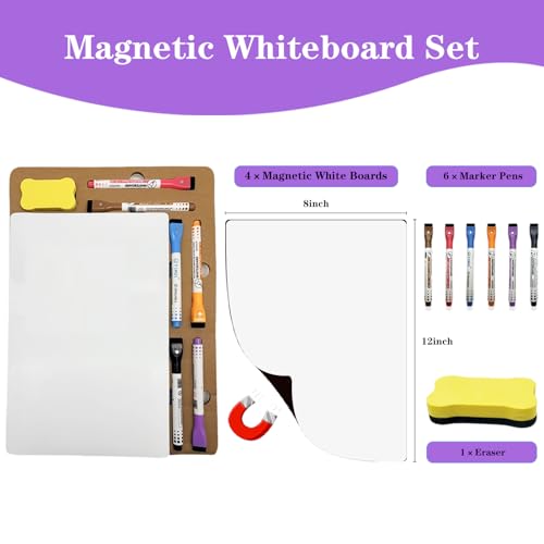 UJL Magnetic Whiteboard for Fridge White Board 12"X8" 4 Pack Magnetic Dry Erase Board with 6 Markers & 1 Eraser Home Kitchen Blank Notepad Small Whiteboard for Organizer and Planner - Image 2