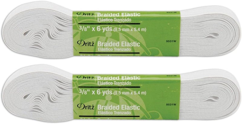 Dritz 2Pack  Dritz 9531W Braided Elastic White 6Yard by 38Inch