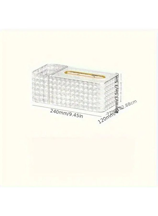 Transparent Geometric Tissue Box Holder With Remote Control Storage Modern Table Decor - Image 1