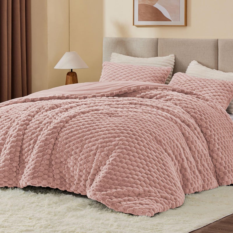 BEDELITE Fluffy Twin Comforter Set - Dusty Pink Fleece Soft Comforter for Twin Size Bed  Luxury Warm Bedding Set for Winter  Fuzzy Bed Set 2 Pieces (1 Comforter  1 Pillowcase) - Image 2
