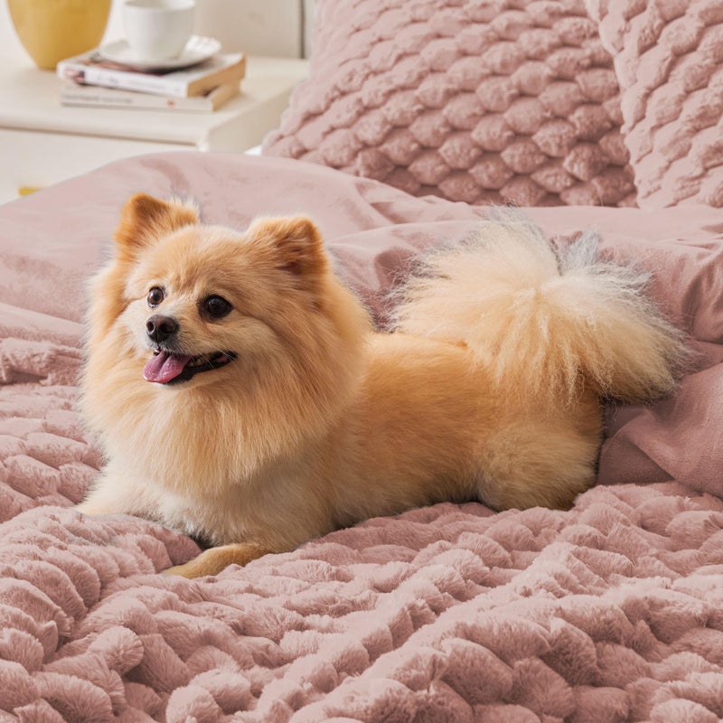 BEDELITE Fluffy Twin Comforter Set - Dusty Pink Fleece Soft Comforter for Twin Size Bed  Luxury Warm Bedding Set for Winter  Fuzzy Bed Set 2 Pieces (1 Comforter  1 Pillowcase) - Image 5