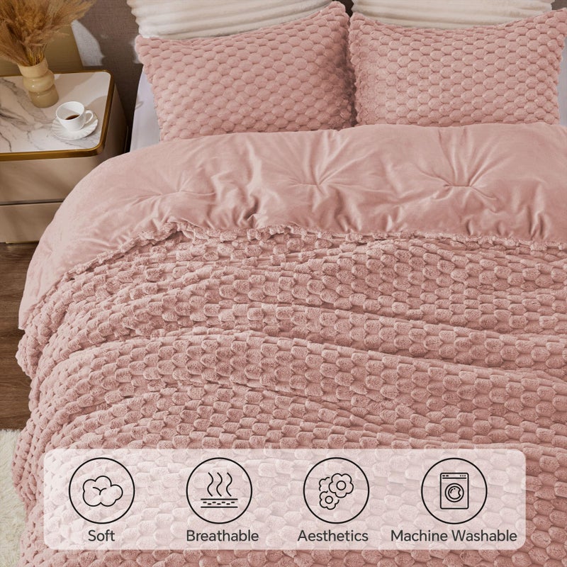 BEDELITE Fluffy Twin Comforter Set - Dusty Pink Fleece Soft Comforter for Twin Size Bed  Luxury Warm Bedding Set for Winter  Fuzzy Bed Set 2 Pieces (1 Comforter  1 Pillowcase) - Image 4