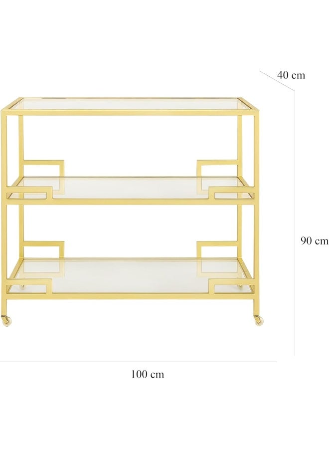 YINZUO YINZUO Glass Shelf Bar Cart Trolley  - Image 2
