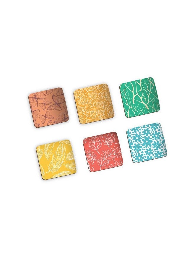 Paper Plane Design Colorful Modern Handmade Wooden Coaster Set for Home Kitchen, Office Desk (Set of 6, 4 x 4 Inch) - Image 1
