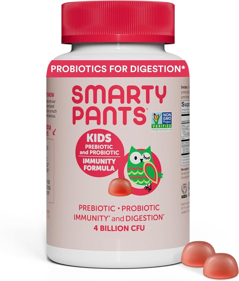 SmartyPants Kids Probiotic  Prebiotic Gummies for Digestive Health Gut Health Supplement Clinically Studied Prebiotic for Immune Support Strawberry 60 Count 30 Day Supply - Image 1