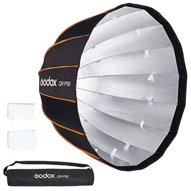 QR-P90 35.5"/90cm Quick Release Portable Deep Parabolic Softbox for Camera Photography Studio Flash fit Bowens Mount, Studio Flash Umbrella Diffuser with Grid - Image 1