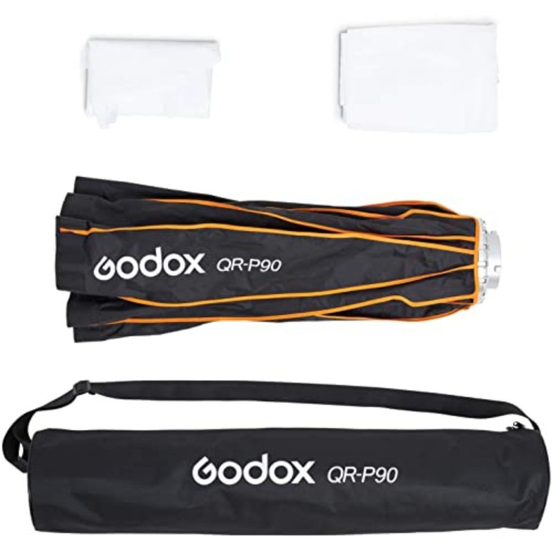 QR-P90 35.5"/90cm Quick Release Portable Deep Parabolic Softbox for Camera Photography Studio Flash fit Bowens Mount, Studio Flash Umbrella Diffuser with Grid - Image 3