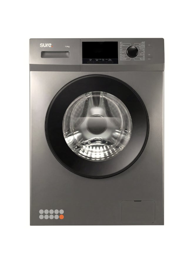 SURE 7kg Front Load Washing Machine, BLDC Inverter Motor, Steam Wash Function, 1000 RPM Spin Speed, 16 Wash Programs, LED Display, Silent Operation, High-Efficiency Cleaning, Inox Finish, WMF-710 7 kg WMF-710 Inox Finish - Image 1
