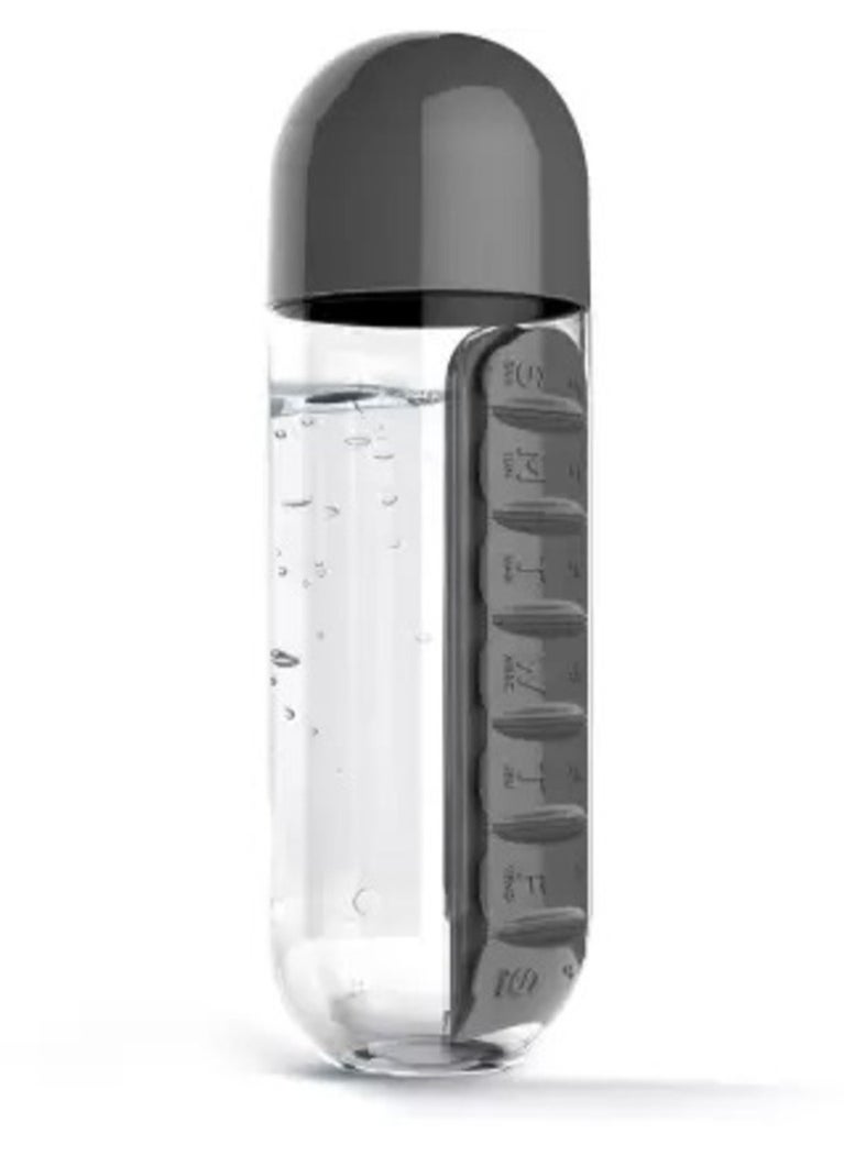 ELTRAZONE Pill Organizer Water Bottle – 3-in-1 Portable Pill Case & Hydration Bottle, Leak-Proof Design with Separate Compartments for Daily Vitamins & Medications | BPA-Free, Easy-to-Carry Health Companion for Travel & Gym  - Image 1