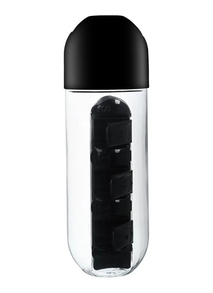 ELTRAZONE Pill Organizer Water Bottle – 3-in-1 Portable Pill Case & Hydration Bottle, Leak-Proof Design with Separate Compartments for Daily Vitamins & Medications | BPA-Free, Easy-to-Carry Health Companion for Travel & Gym  - Image 3