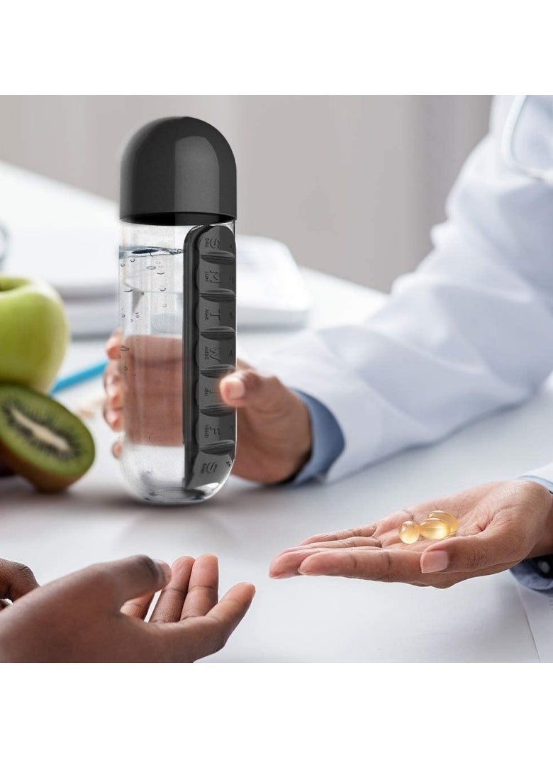ELTRAZONE Pill Organizer Water Bottle – 3-in-1 Portable Pill Case & Hydration Bottle, Leak-Proof Design with Separate Compartments for Daily Vitamins & Medications | BPA-Free, Easy-to-Carry Health Companion for Travel & Gym  - Image 4