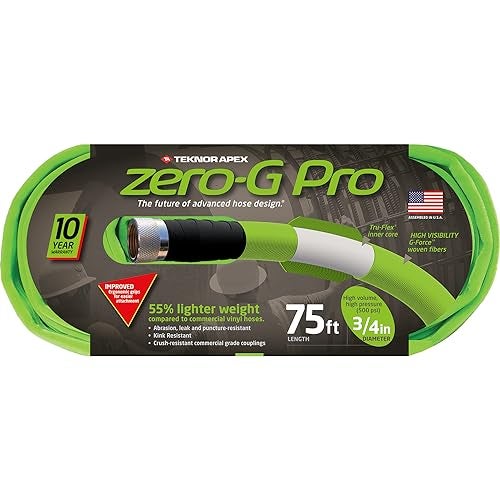 zero-G 4300-75, zeroG, Pro Garden Hose, 3/4" x 75', Green - Image 1