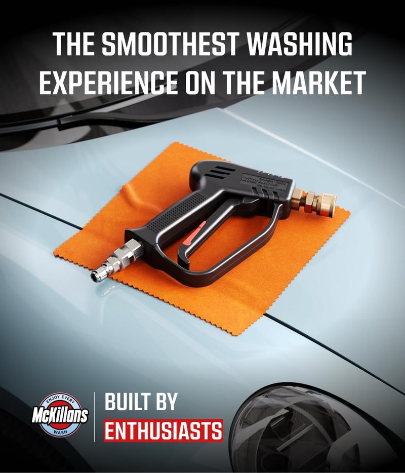 McKillans ® Short Pressure Washer Gun with Swivel - High Pressure Water Handle with 3/8" Male Plug and 1/4” Quick Connector Coupler - Power Washer Gun Compatible with Foam Cannon - Car Wash Foam Gun - Image 2