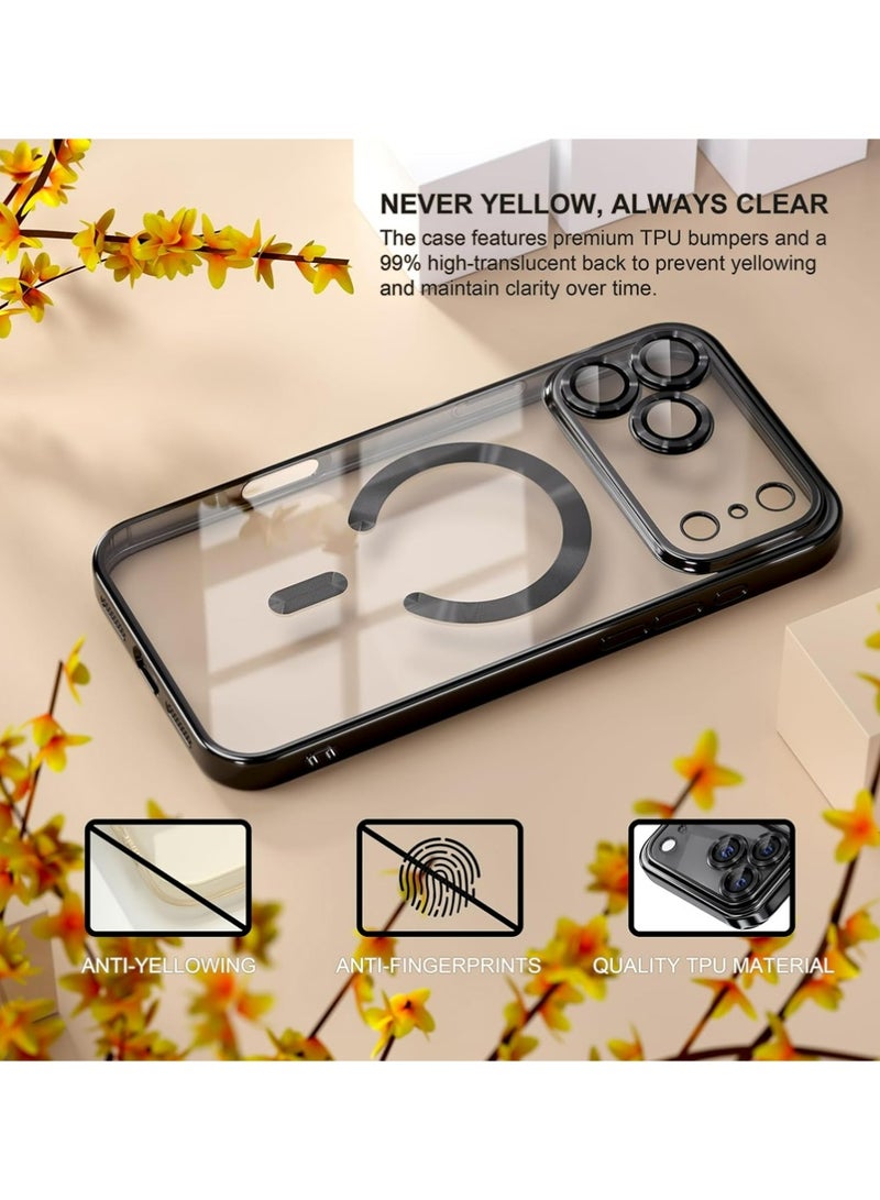 PULUZ Case for iPhone 17 Pro Max+screen protector with MagSafe [Never Yellowing] [Military Grade Drop Protection] Full Camera Lens Protector Plating Soft Clear Phone Case - Image 2