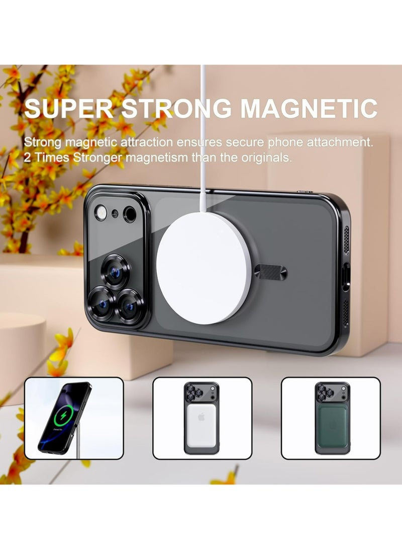 PULUZ Case for iPhone 17 Pro Max+screen protector with MagSafe [Never Yellowing] [Military Grade Drop Protection] Full Camera Lens Protector Plating Soft Clear Phone Case - Image 4