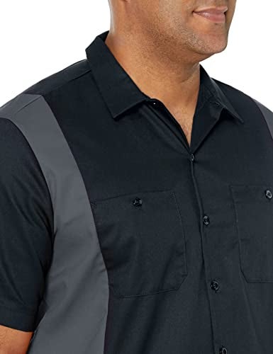 Dickies Men's Short Sleeve Two Tone Work Shirt Big and Tall, Black/Charcoal, Medium - Image 3