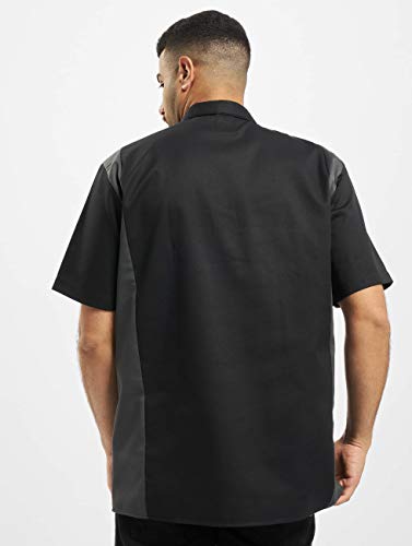 Dickies Men's Short Sleeve Two Tone Work Shirt Big and Tall, Black/Charcoal, Medium - Image 5