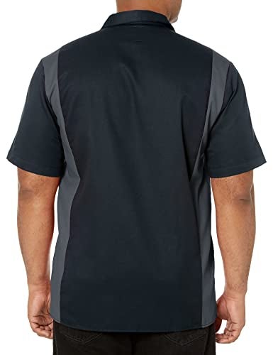 Dickies Men's Short Sleeve Two Tone Work Shirt Big and Tall, Black/Charcoal, Medium - Image 2