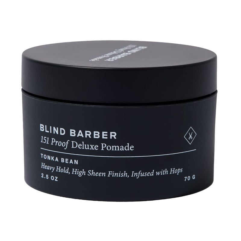Blind Barber 151 Proof Deluxe Hair Pomade for Men - Water Based Pomade with Hops & Tonka Bean - Heavy Hold & High Shine Finish - Free of Parabens and Sulfates (2.5 oz) - Image 1