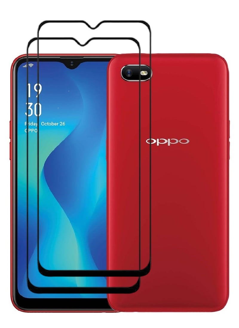 AINA 2 Pieces Tempered Glass Screen Protector 5D Designed For Oppo A1k Full Glue Edge to Edge Full Screen Coverage And Bubble Free - Image 1