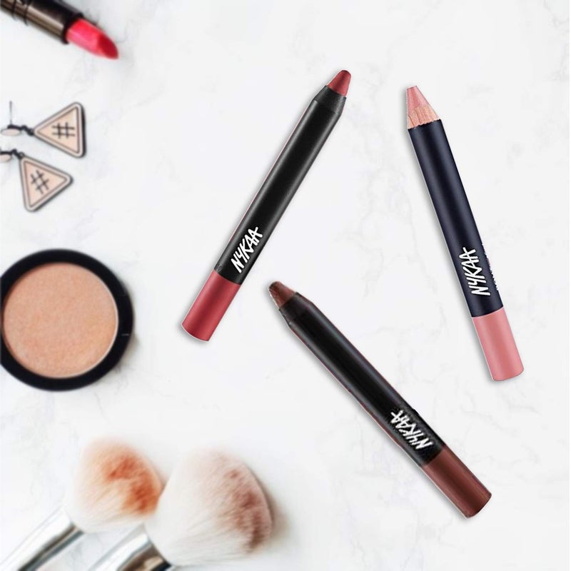 Nykaa MATTEilicious Lip Crayon Pink On Fleek shade No 03 With Prove Your Point Cosmetic Sharpener - Image 4