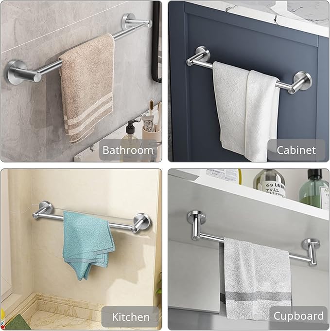 SUNDRY Adjustable 24 Inch Single Bath Towel Bar Rack for Bathroom Accessories SUS304 Stainless Steel Towel Holder, Wall Mount with Screws Hand Towel Bar Rod Hotel Style, Polished - Image 3