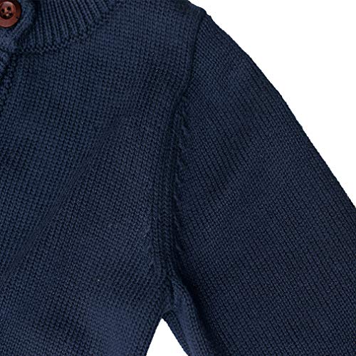 GLEAMING GRAIN Toddler Kids Knit Cardigan Sweaters Baby Boys Girls 100% Cotton Solid Color Basic Sweater Dark Blue 6T - Image 2