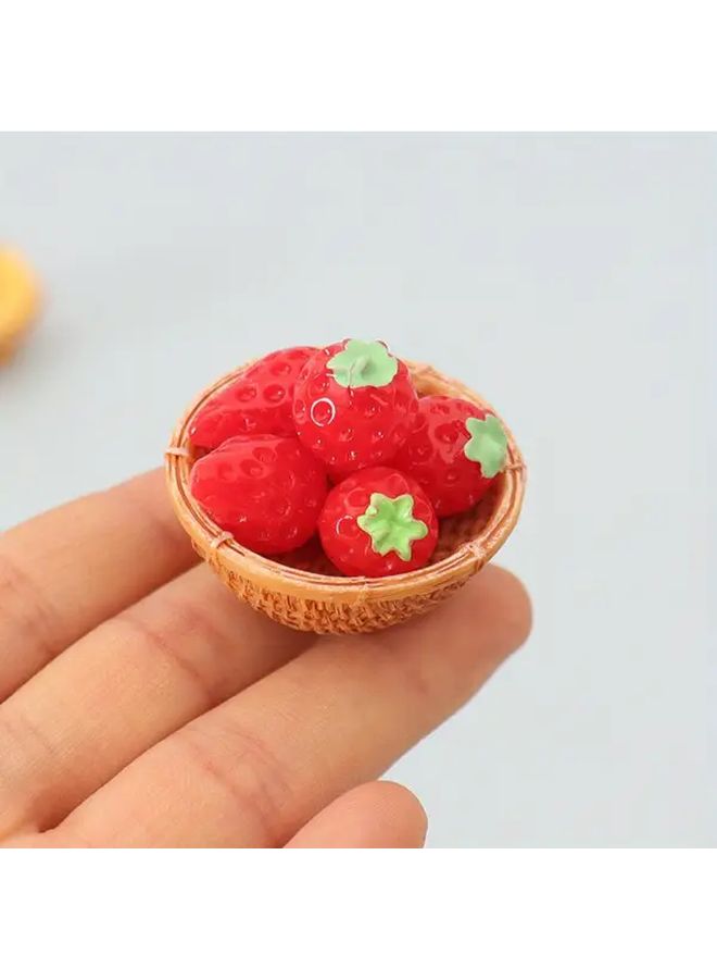 Miniature Bamboo Woven Fruit Basket Set With 5 Bananas For Dollhouse Kitchen - Image 3