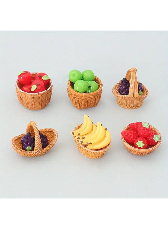 Miniature Bamboo Woven Fruit Basket Set With 5 Bananas For Dollhouse Kitchen - Image 1