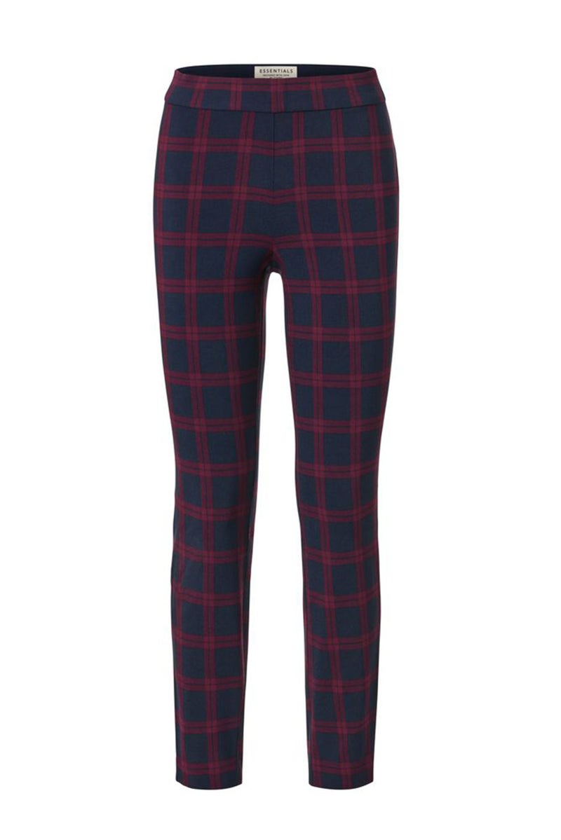 Tchibo Women Gingham Pull On Tappered Pants, Navy Blue - Image 2