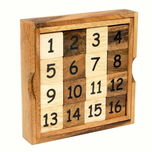 LOGICA GIOCHI ألغاز لوجيكا رقم 15+16 - 2 ألغاز في 1 - انزلاق خمسة عشر - لغز رياضي من الخشب الفاخر - صعوبة 2/6 متوسطة + 4/6 شديدة - Image 3