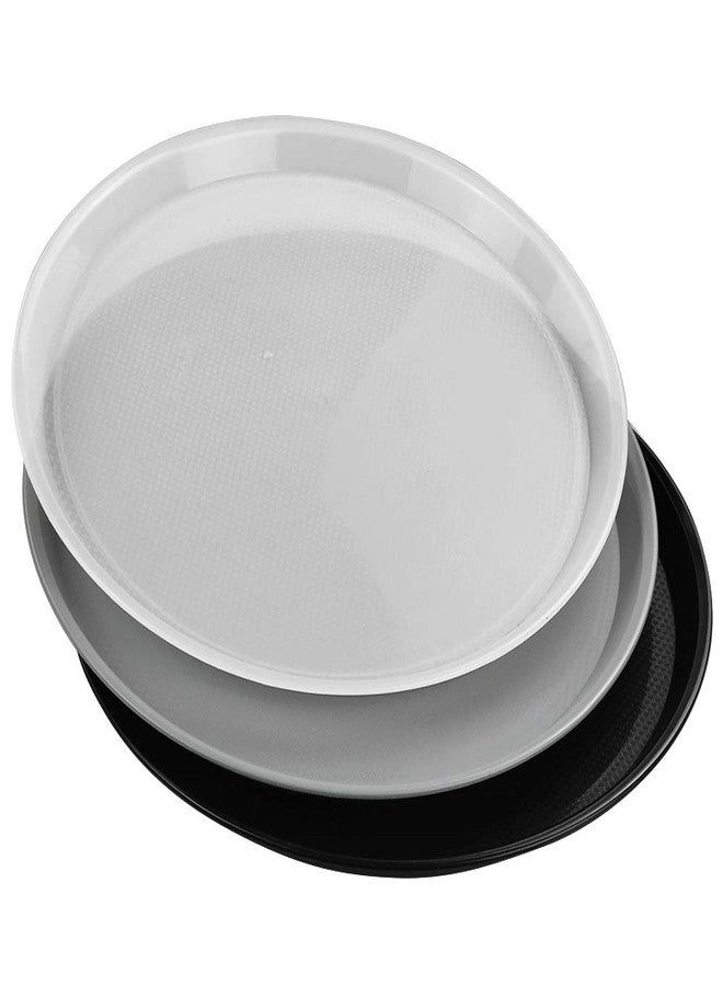 Wekioger Set of 3 Plastic Round Serving Tray, 13.5-Inch Fast Food Serving Trays, White, Black, Grey - Image 5