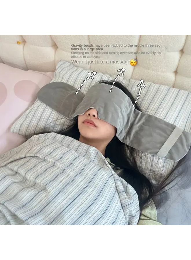 Gray Weighted Sleep Eye Mask Adjustable Strap Soft Plush For Side Back Stomach Sleepers - Image 1