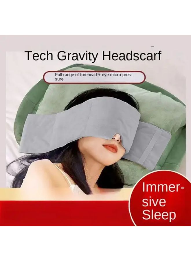 Gray Weighted Sleep Eye Mask Adjustable Strap Soft Plush For Side Back Stomach Sleepers - Image 2