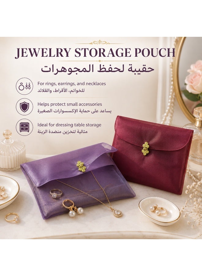 Sheer Organza Scarf Storage Bags 2 Pcs, Purple & Wine Red Travel Organizer Pouch for Hijab, Shawl, Accessories & Gift  Packaging - Image 4