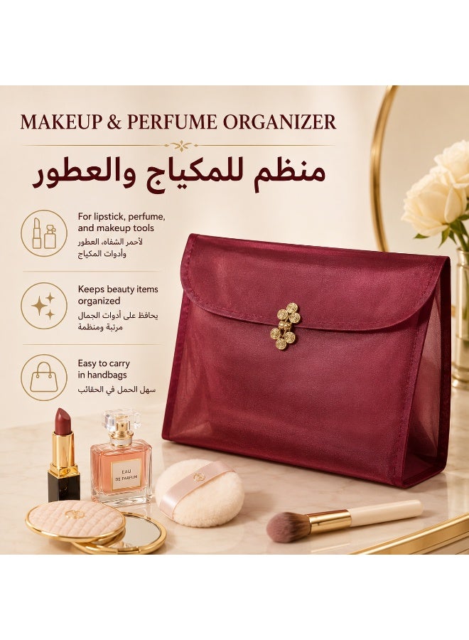 Sheer Organza Scarf Storage Bags 2 Pcs, Purple & Wine Red Travel Organizer Pouch for Hijab, Shawl, Accessories & Gift  Packaging - Image 5