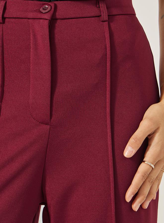 Styli Mid Rise Wide Leg Pants with Pintuck Detail  - Image 3