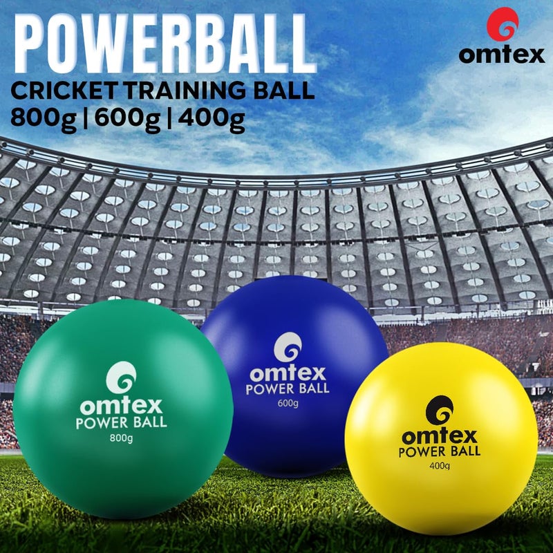 omtex Power Ball PVC Weighted Ball Combo Pack for Strength and Batting Training Multicolor Soft Grip Cricket Training Balls Size Standard 200g 400g 600g 800g Combo of 4 - Image 3