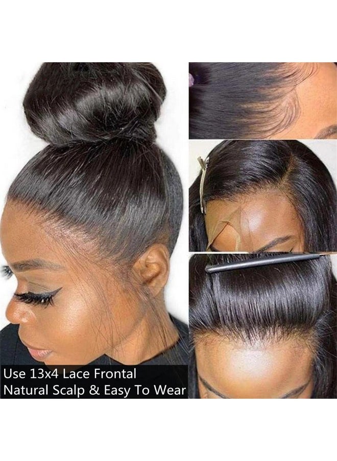 Ali Pearl AliPearl Hair 13x4 Lace Frontal Human Hair for Women Brazilian Straight Lace Front Closure From Ear To Ear with Baby Hair Free Part Transparent Lace 150% Density Natural Black Color (10 Inch)  - Image 3