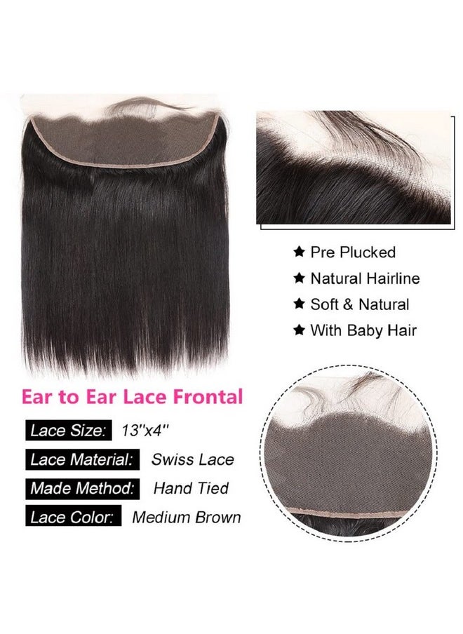 Ali Pearl AliPearl Hair 13x4 Lace Frontal Human Hair for Women Brazilian Straight Lace Front Closure From Ear To Ear with Baby Hair Free Part Transparent Lace 150% Density Natural Black Color (10 Inch)  - Image 4