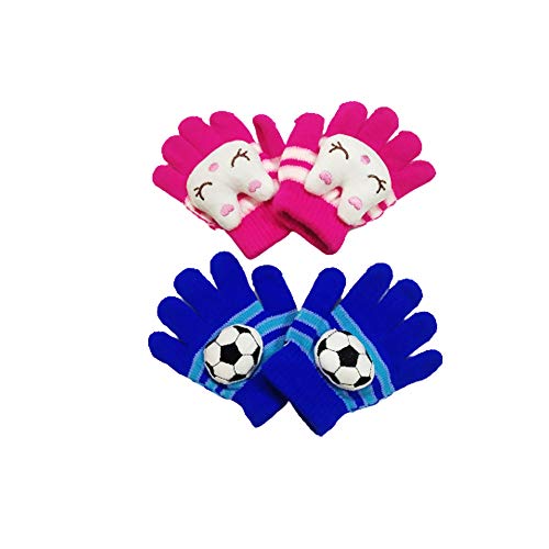 Krystle Cartoon Gloves for Kids,1-3 Years Old Children Boys Girls Winter Cute Cartoon Pattern Warm Knitted Gloves (Multicolor, Pack of 02) - Image 1