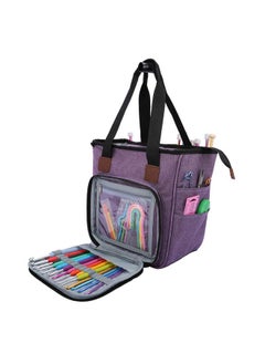 Coopay Yarn Bag Knitting Tote Bag, Portable Yarn Tote Organizer Sewing Basket For Crochet Hook Set, Knitting Needles, Crocheting Project, Skein And Sewing Supplies - No Accessories(Elegant Purple)  - Image 1