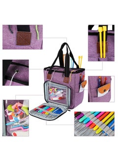 Coopay Yarn Bag Knitting Tote Bag, Portable Yarn Tote Organizer Sewing Basket For Crochet Hook Set, Knitting Needles, Crocheting Project, Skein And Sewing Supplies - No Accessories(Elegant Purple)  - Image 2