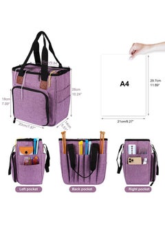 Coopay Yarn Bag Knitting Tote Bag, Portable Yarn Tote Organizer Sewing Basket For Crochet Hook Set, Knitting Needles, Crocheting Project, Skein And Sewing Supplies - No Accessories(Elegant Purple)  - Image 4